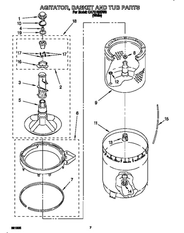 Agitator, basket and tub