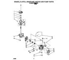 Whirlpool CAP2782BW0 brake, clutch, gearcase, motor and pump diagram