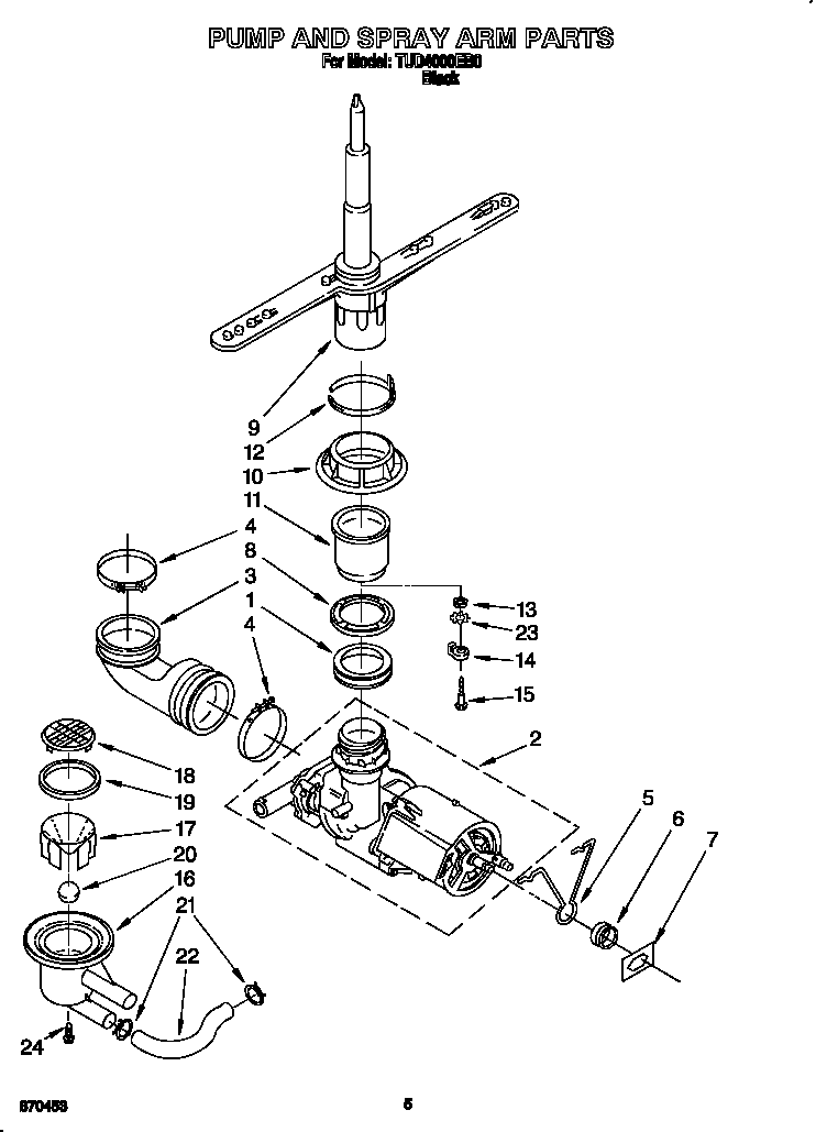 Pump and spray arm