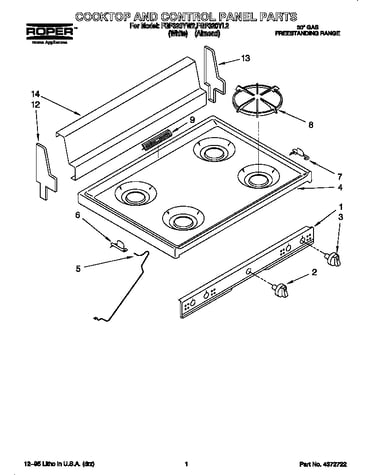 Cooktop and control panel