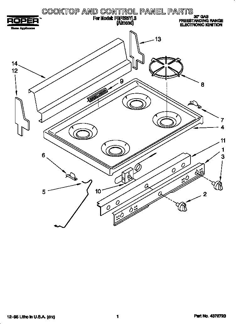 Cooktop and control panel