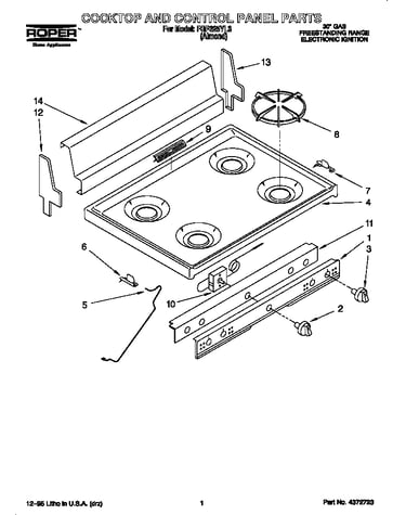 Cooktop and control panel