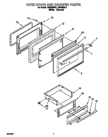 Oven door and drawer