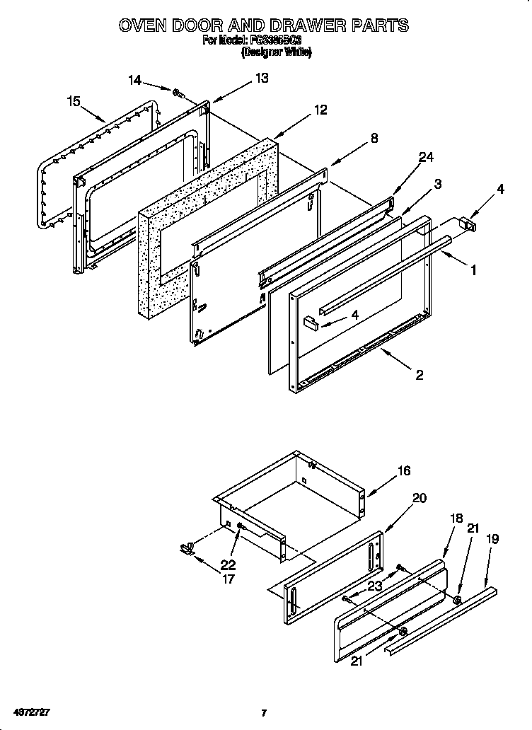 Oven door and drawer