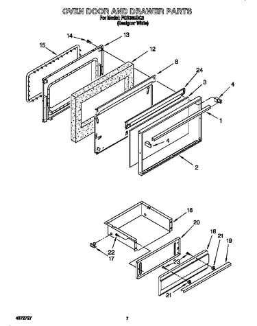 Oven door and drawer