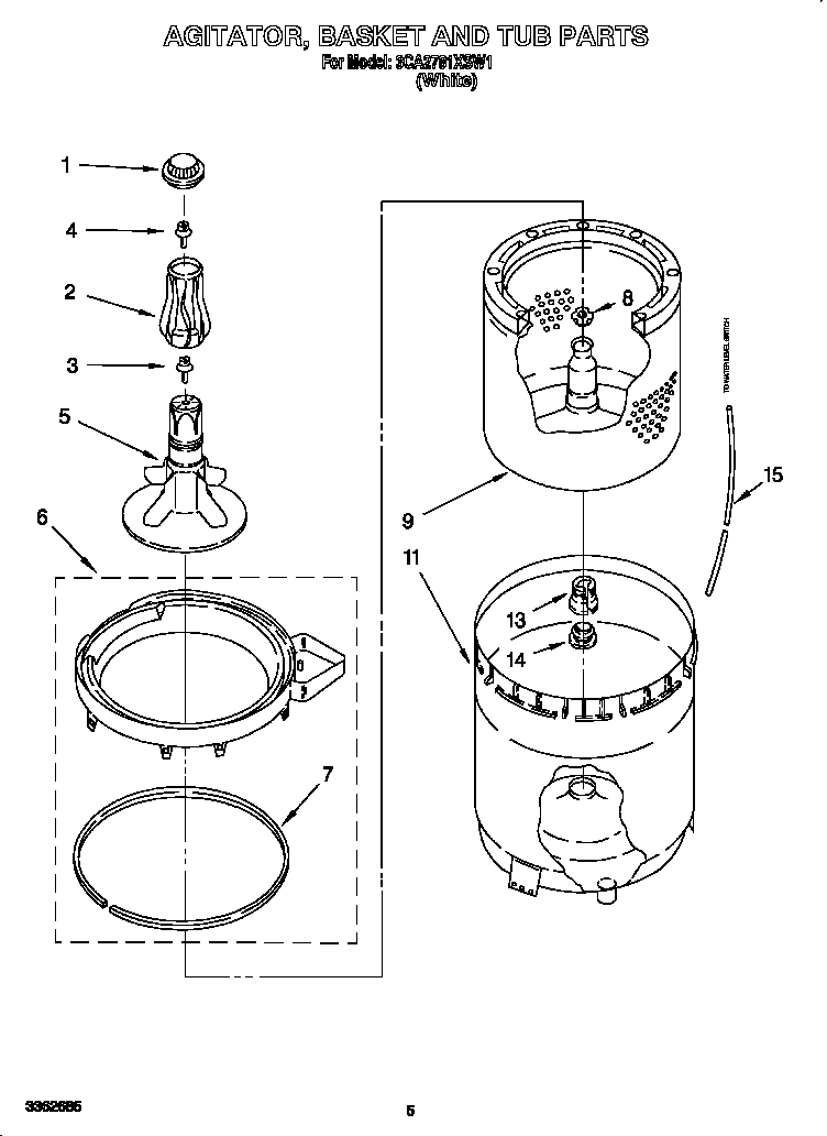 Agitator, basket and tub