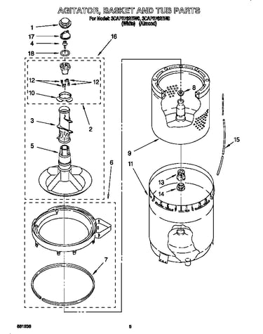 Agitator, basket and tub