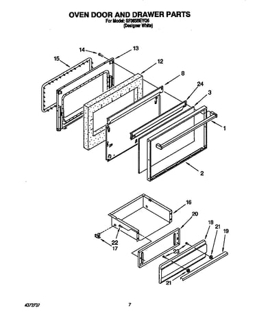 Oven door and drawer