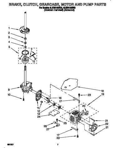 Brake, clutch, gearcase, motor and pump