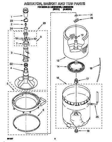 Agitator, basket and tub