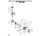 Whirlpool LSR6233DW0 brake, clutch, gearcase, motor and pump diagram