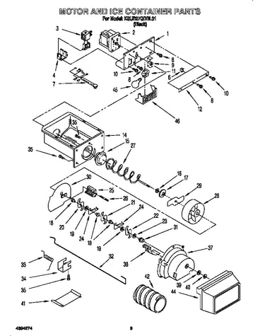 Motor and ice container