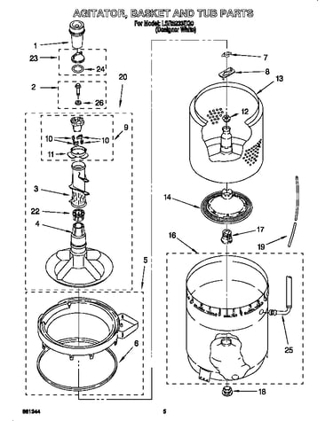 Agitator, basket and tub