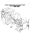 Dryer front panel and door