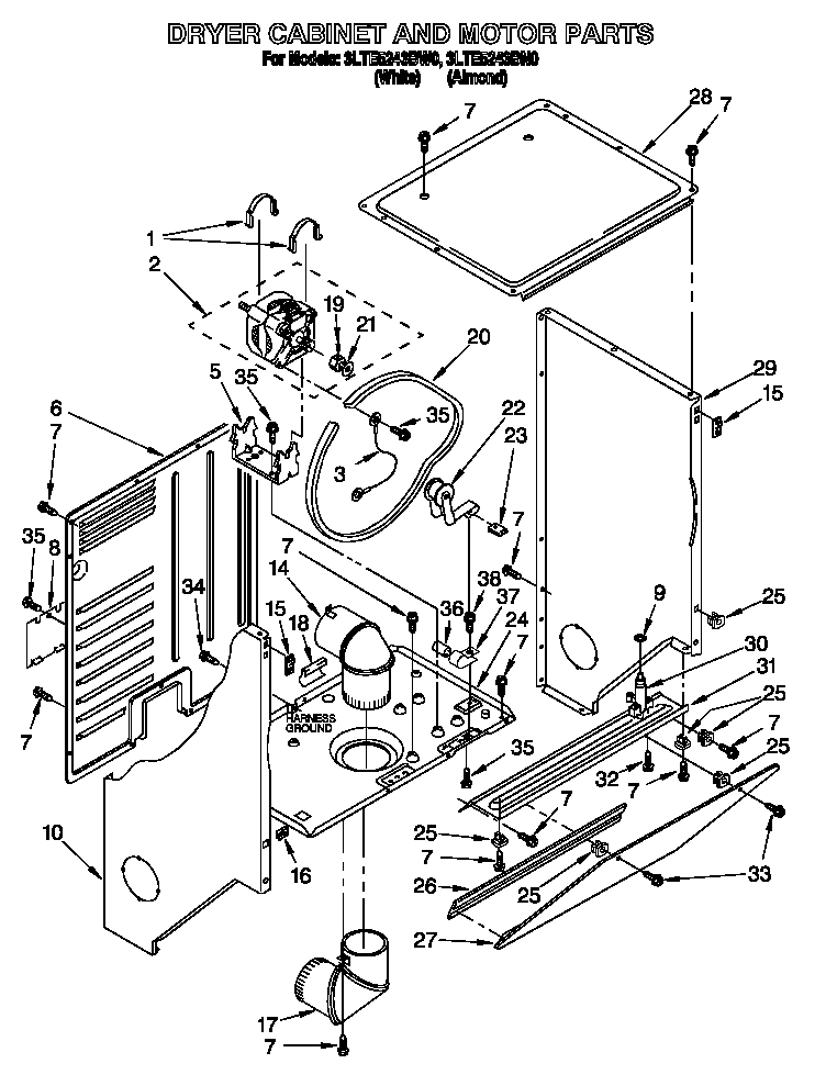 Dryer cabinet and motor