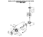 Whirlpool 3LTE5243BW0 brake, clutch, gearcase, motor and pump diagram