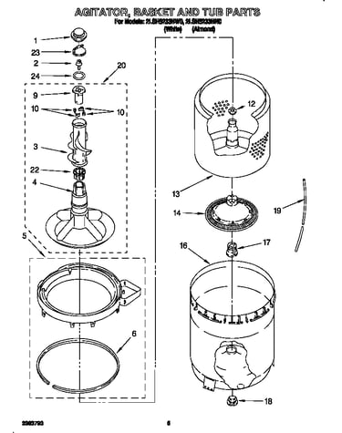 Agitator, basket and tub