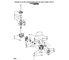 Whirlpool 3LBR8255DQ0 brake, clutch, gearcase, motor and pump diagram