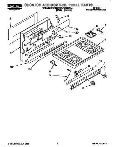 Cooktop and control panel