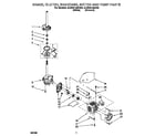 Whirlpool 3LBR5132AW0 brake, clutch, gearcase, motor and pump diagram