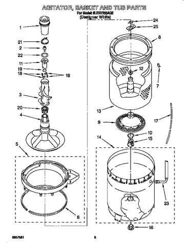 Agitator, basket and tub