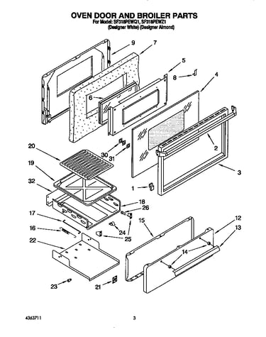 Oven door and broiler