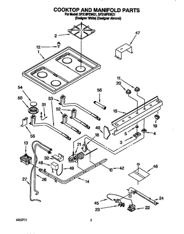 Cooktop and manifold