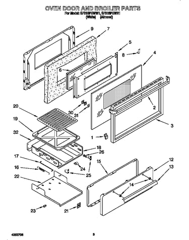 Oven door and broiler