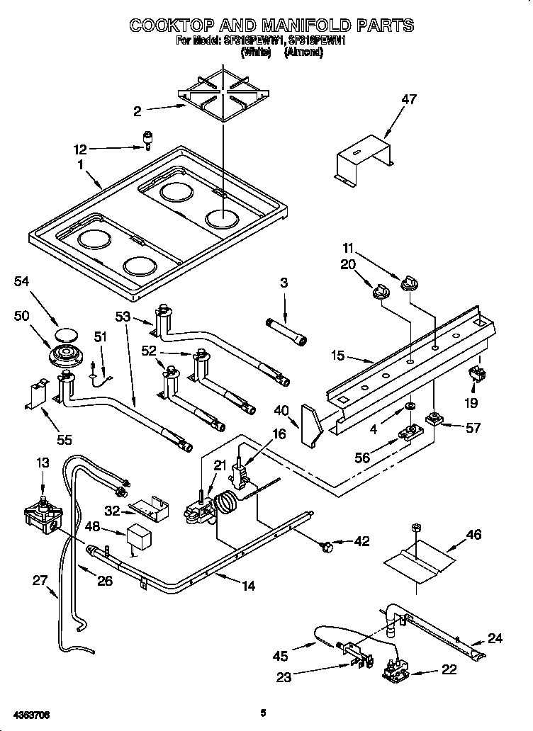Cooktop and manifold