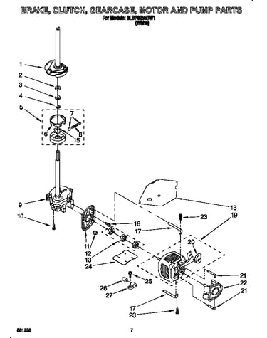 Brake, clutch, gearcase, motor and pump