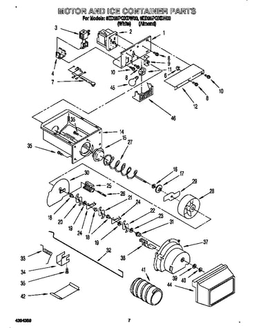 Motor and ice container