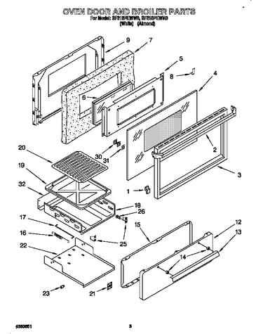 Oven door and broiler