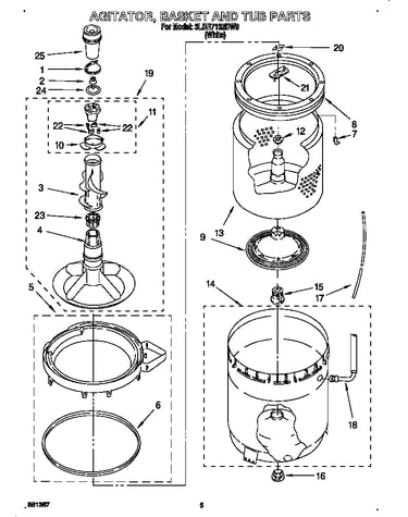 Agitator, basket and tub