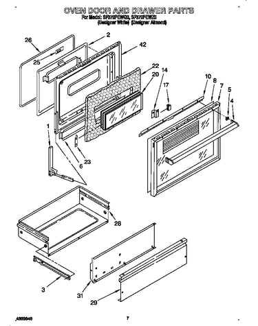 Oven door and drawer