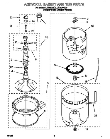 Agitator, basket and tub