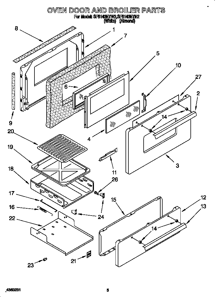 Oven door and broiler
