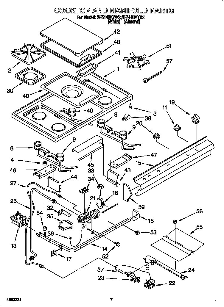 Cooktop and manifold
