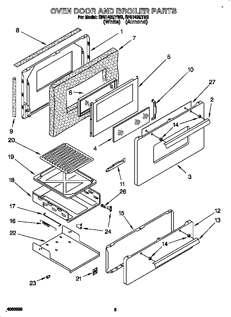 OVEN DOOR AND BROILER