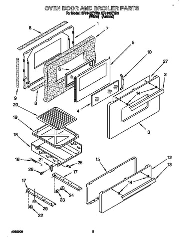 Oven door and broiler