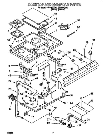 Cooktop and manifold