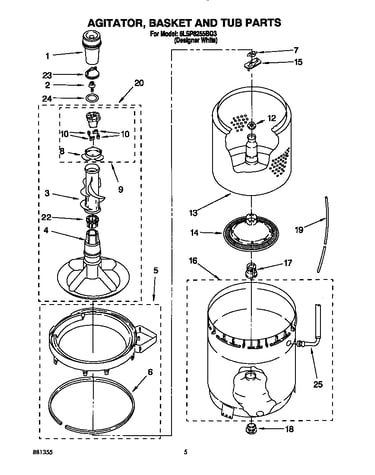 Agitator, basket and tub