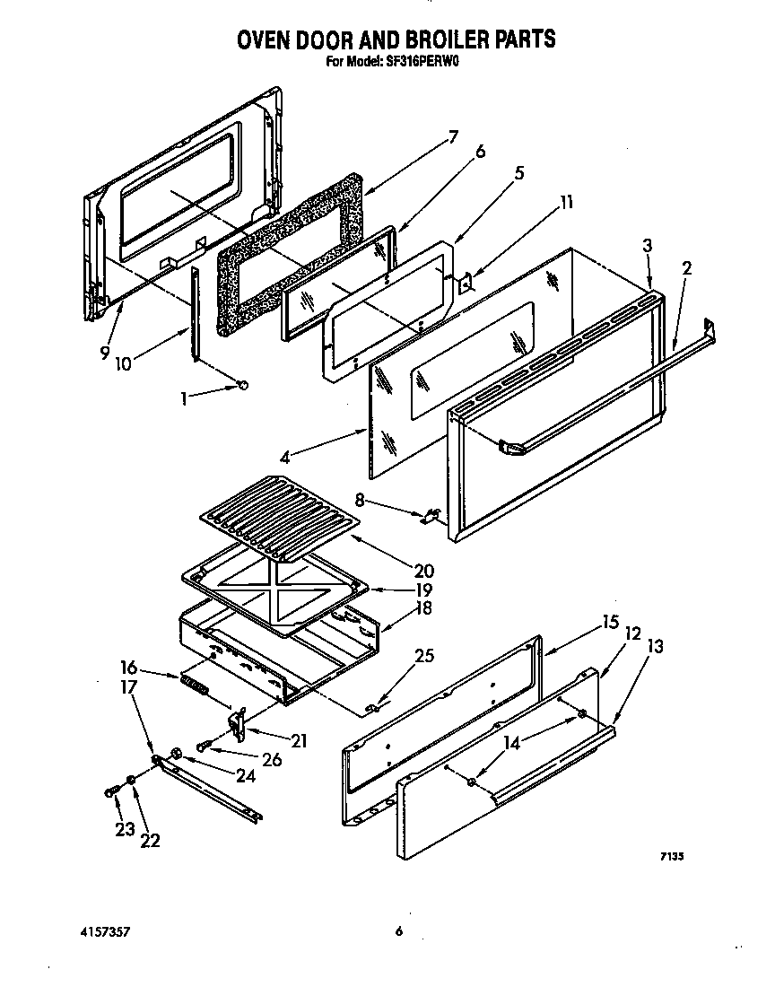 Oven door and broiler