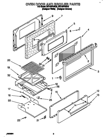Oven door and broiler