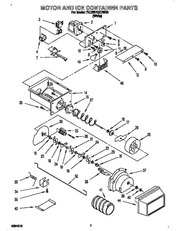 Motor and ice container