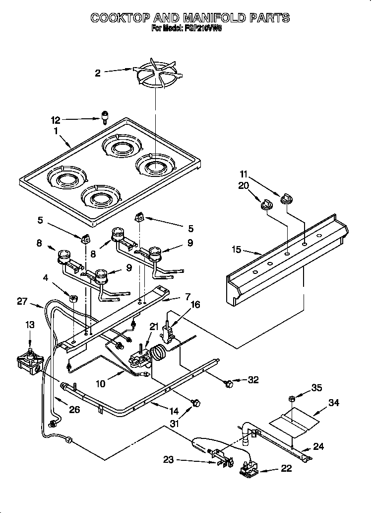 Cooktop and manifold