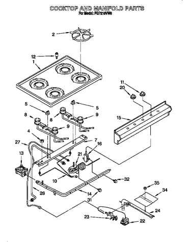 Cooktop and manifold