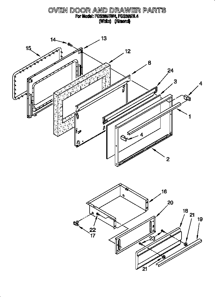 Oven door and drawer