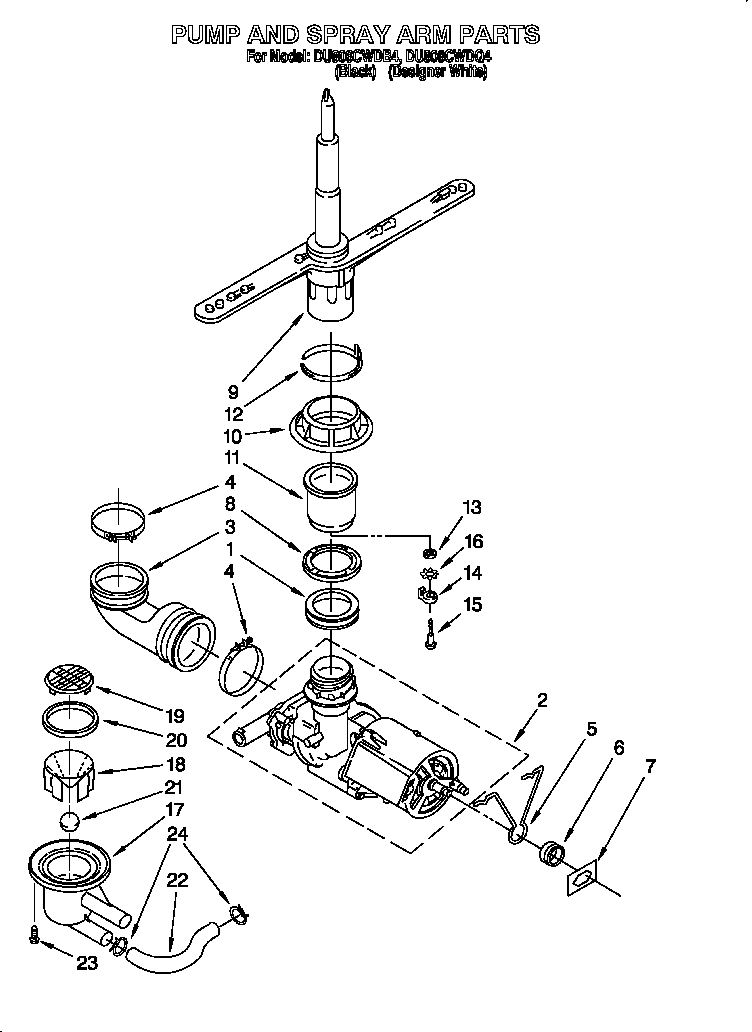 Pump and spray arm