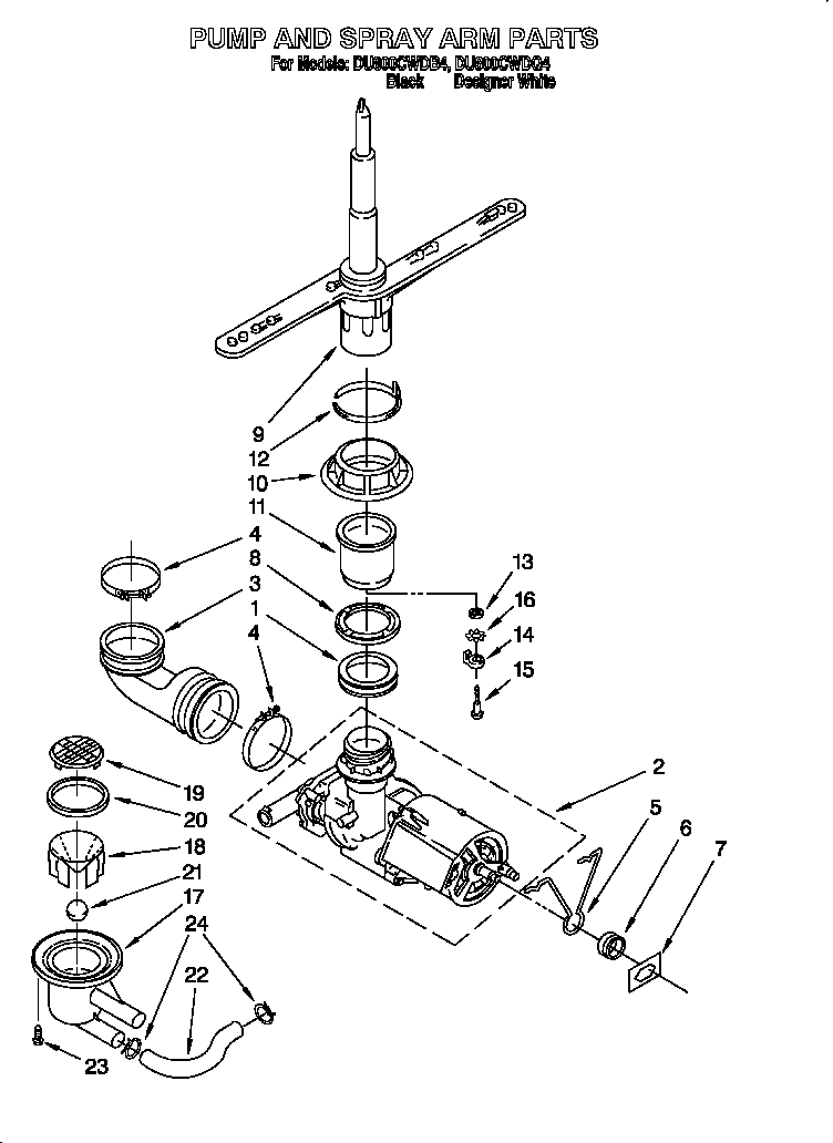 Pump and spray arm