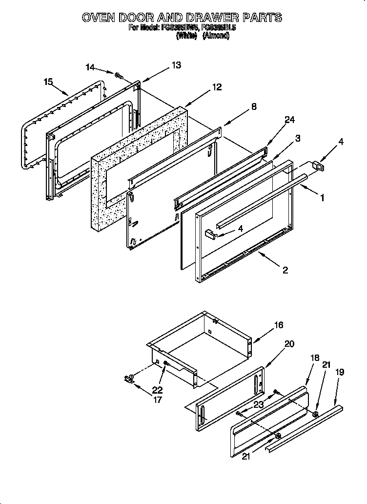 Oven door and drawer